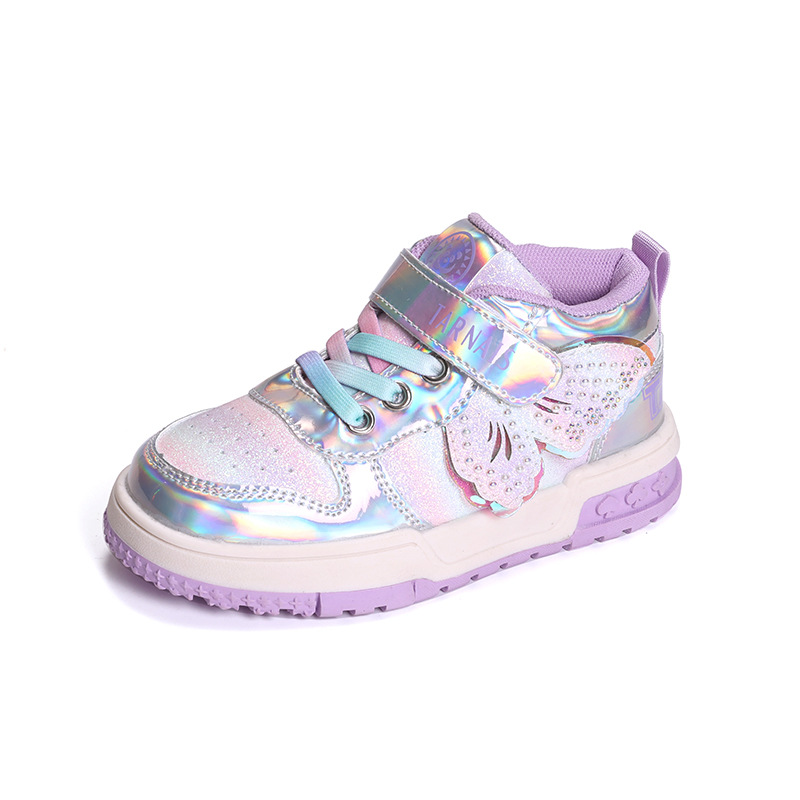 Girls' rhinestone butterfly casual shoes 2024 autumn new children's large children fashion flat student running shoes