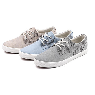 Printed lace up men's vulcanized shoes