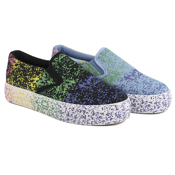 Printed no lace girl's school shoes