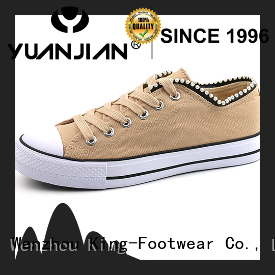King-Footwear good quality womens canvas shoes lace up sneakers wholesale for daily life